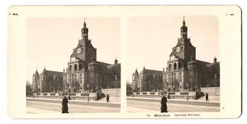 Stereo-Fotografie NPG, Berlin, Ansicht München, Partie am National-Museum, Frontansicht