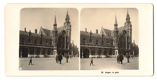 Stereo-Fotografie NPG, Berlin, Ansicht Bruges, la Gare, der Hauptbahnhof