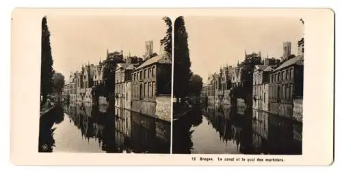 Stereo-Fotografie NPG, Berlin, Ansicht Bruges, Le canal et le quai des marbriers