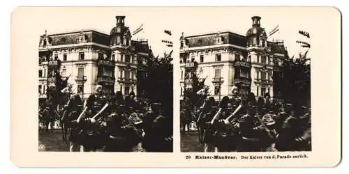 Stereo-Fotografie NPG, Berlin, Kaiser Wilhelm II. kehrt vom Kaiser Manöver zurück