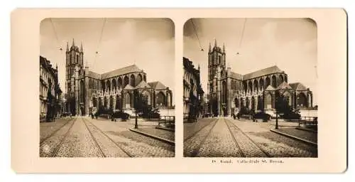 Stereo-Fotografie NPG, Berlin, Ansicht Gand, Cathedrale St. Bavon, Strassenpartie