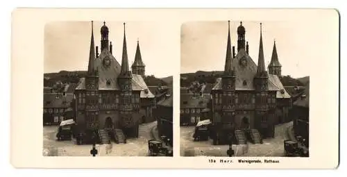 Stereo-Fotografie NPG, Berlin, Ansicht Wernigerode, das Rathaus mit Restaurant Rathauskeller