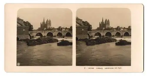 Stereo-Fotografie NPG, Berlin, Ansicht Limburg a. L., Blick nach der Lahnbrücke und dem Dom