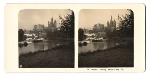 Stereo-Fotografie NPG, Berlin, Ansicht Limburg a. L., Blick entlang der Lahn nach der Stadt und Dom