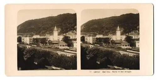 Stereo-Fotografie NPG, Berlin, Ansicht Bad Ems, Blick nach den Anlagen mit Turm