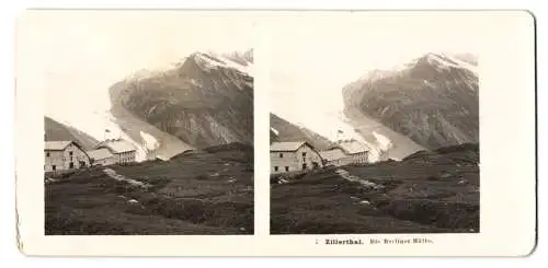 Stereo-Fotografie NPG, Berlin, Ansicht Mayrhofen, Blick auf die Berliner Hütte am Gletscher