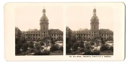 Stereo-Fotografie NPG, Berlin, Ansicht Mannheim, Blick auf den Paradeplatz mit Kaufhaus