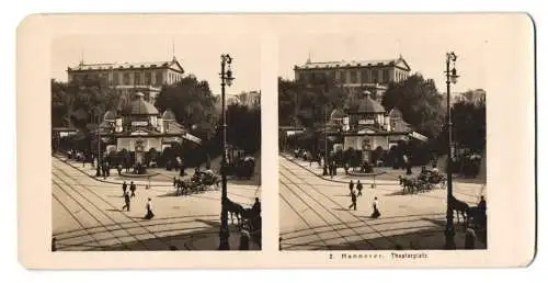 Stereo-Fotografie NPG, Berlin, Ansicht Hannover, Cafe Kröpcke am Theaterplatz mit Wettersäule