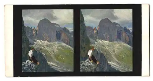 Stereo-Fotografie Chromoplast No. 3, blick vom Cigolade-Pass in den Dolomiten