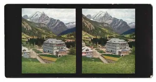 Stereo-Fotografie Chromoplast No. 30, Canazei, Hotel in den Dolomiten