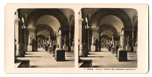 Stereo-Fotografie NPG, Berlin, Ansicht Paris, Louvre: Galerie des sculptures antiques