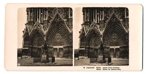 Stereo-Fotografie NPG, Berlin, Ansicht Reims, Statue de Jeanne-d`Arc