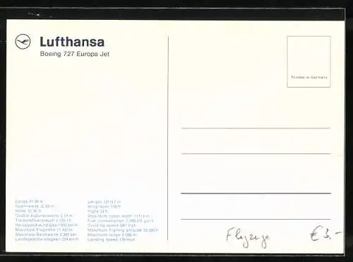 AK Lufthansa, Boeing 727, Europa Jet, Seitenansicht