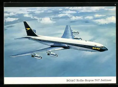 AK Flugzeug BOAC Rolls-Royce 707 Jetliner über den Wolken