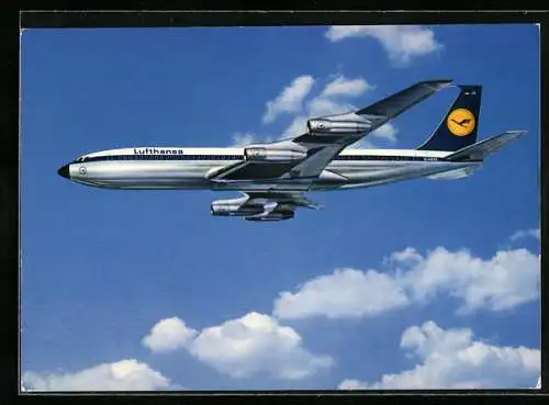 AK Lufthansa, Boeing 707, Intercontinental Jet über den Wolken