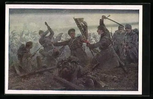 AK Rotes Kreuz Nr. 433: Eroberung einer feindlichen Fahne während der Schlacht
