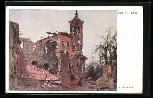 AK Rotes Kreuz Nr. 221: Gorlice, Blick auf die zerstörte Kirche