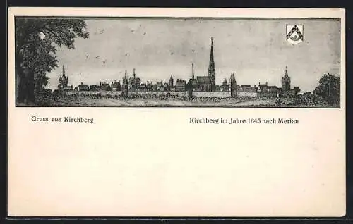 AK Kirchberg / Hunsrück, Ortsansicht um 1645, nach Merian