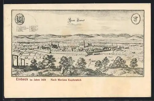 Künstler-AK Einbeck, Im Jahre 1654 mach Merians Kupferstich