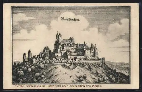 Künstler-AK Greifenstein, Schloss Greifenstein im Jahre 1640, Nach Merian