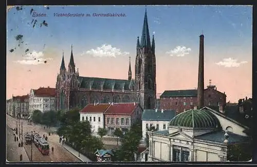 AK Essen, Viehhoferplatz mit Gertrudiskirche