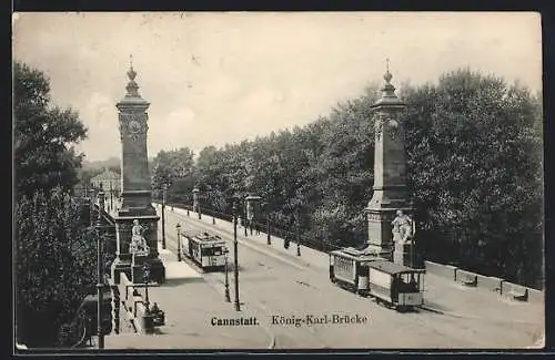 AK Cannstatt, Strassenbahn auf der König Karl-Brücke