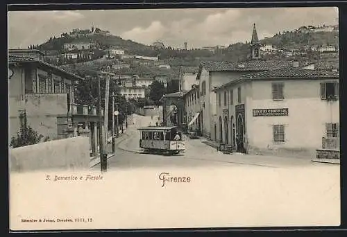 AK Firenze, S. Domenico e Fiesole, Strassenbahn