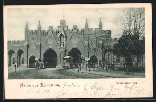 AK Königsberg, Strassenbahn am Steindammthor
