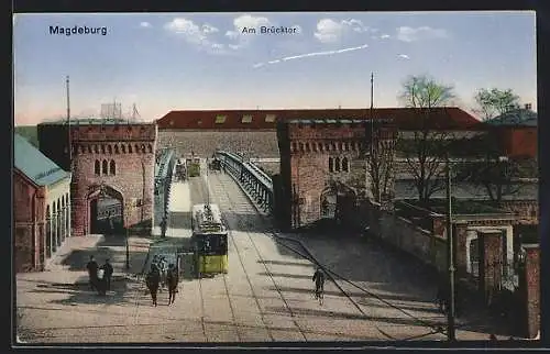 AK Magdeburg, Strassenbahn am Brücktor