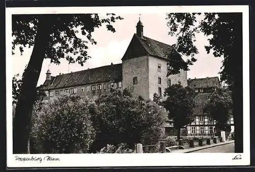 AK Poppenburg /Hann., Ortspartie an einer Allee