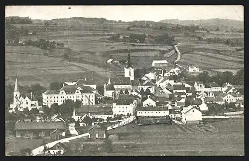 AK Gallneukirchen, Ortsansicht mit Kirche aus der Vogelschau