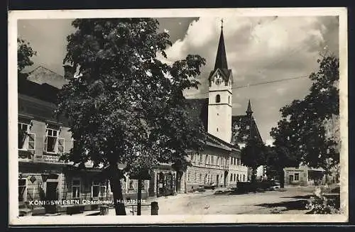 AK Königswiesen /Oberdonau, Back und Gasthaus Eduard M., Kirche