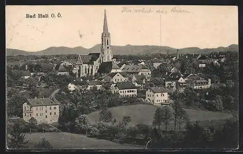 AK Bad Hall /O. Ö., Teilansicht mit Kirchturm