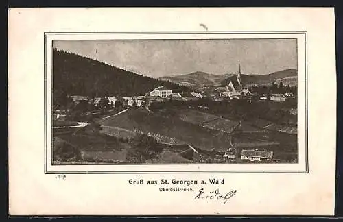 AK St. Georgen a. Wald, Ortsansicht mit Umgebung