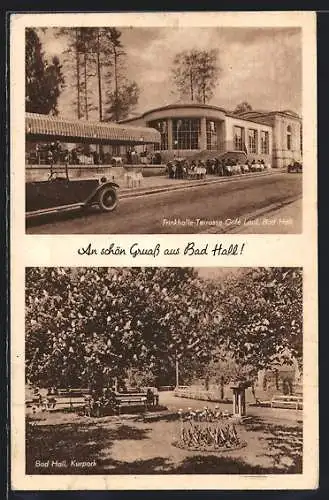 AK Bad Hall, Trinkhalle-Terrasse Cafe Laut, Kurpark