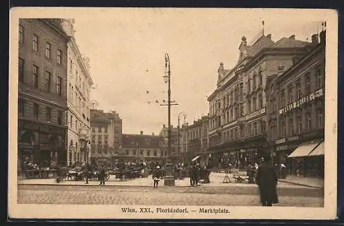 AK Wien, Floridsdorf, Marktplatz mit Marktbetrieb