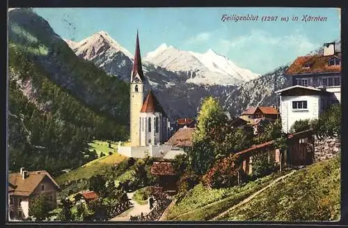 AK Heiligenblut /Kärnten, Kirche im Sonnenschein