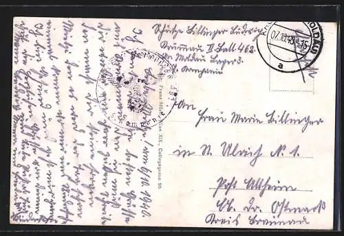 AK Krumau an der Moldau, Teilansicht mit Kirche