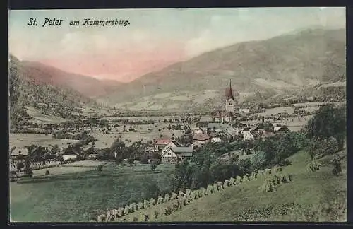 AK St. Peter am Kammersberg, Ortsansicht mit Umgebung