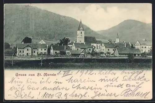 AK St. Marein, Teilansicht mit Kirche