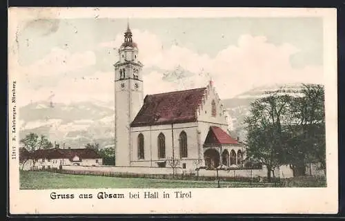 AK Absam bei Hall, Blick auf die Kirche