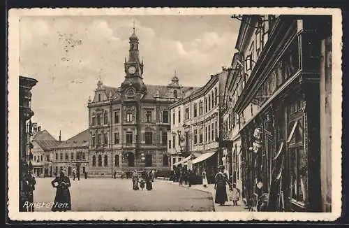 AK Amstetten, Strassenpartie mit Hotel