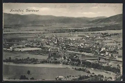 AK Knittelfeld /Obersteier., Ortsansicht mit Kirche aus der Vogelschau