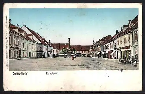 AK Knittelfeld, Hauptplatz mit Denkmal