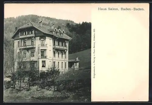 AK Baden-Baden, Haus Salem mit Garten