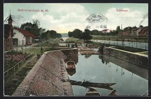 AK Schweinfurt a. M., Schleuse mit Flössen