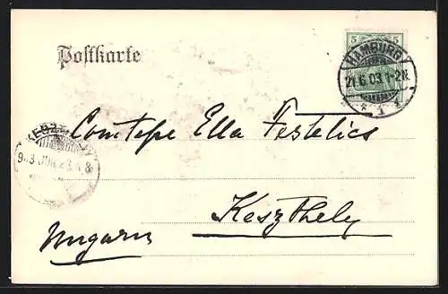 AK Hamburg, Kaiser Wilhem II., Bürgermeister Burchard, Festkarte z. Enthüllung d. Kriegsdenkmals 1903