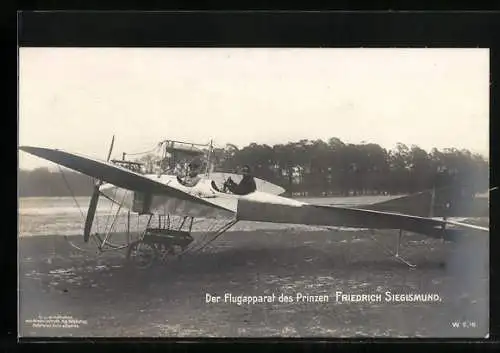 Foto-AK Sanke Nr.: Der Flugapparat des Prinzen Friedrich Siegismund von Preussen