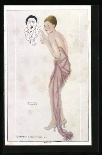 Künstler-AK Raphael Kirchner: Anger, Elegante Dame, Pantomime