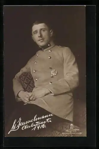 Foto-AK Sanke Nr. 340, Leutnant Max Immelmann in Uniform